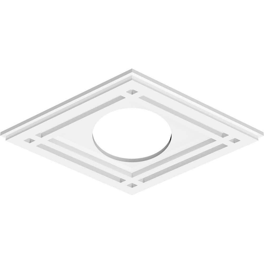 White PVC Contemporary Diamond Ceiling Medallion, 20" x 13.38"