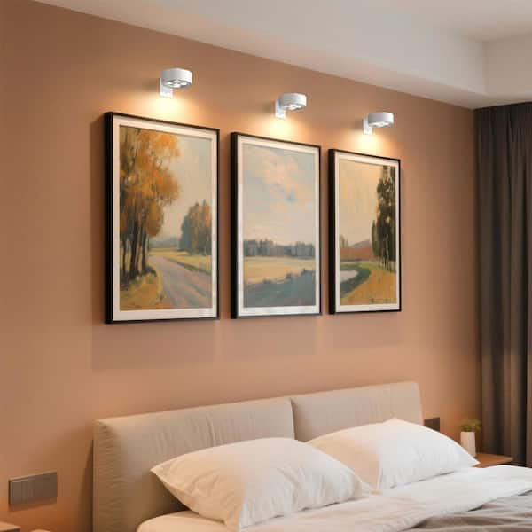 3 Pack White LED Picture Lights, Dimmable with Remote & Timer, 3 Color Temperature for Paintings, Portraits, Frames