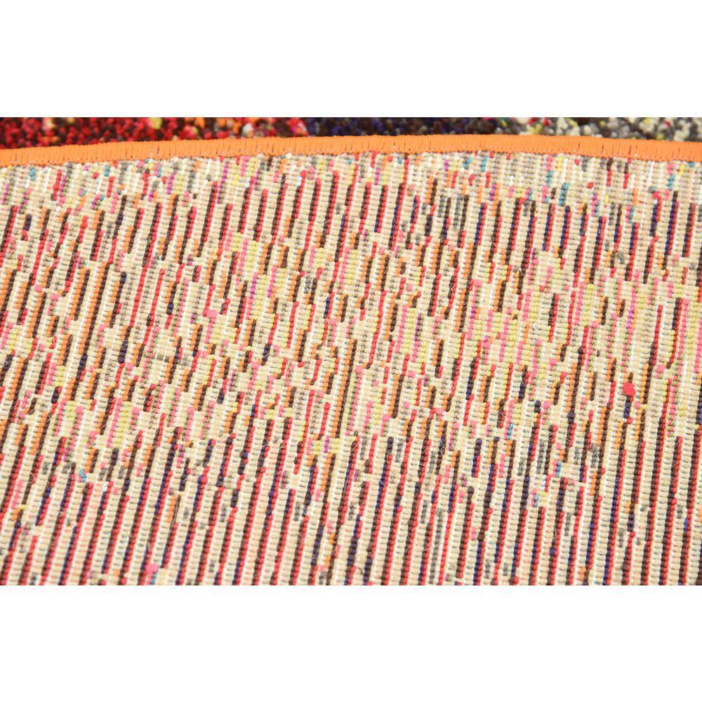 6' Round Orange and Black Abstract Synthetic Rug