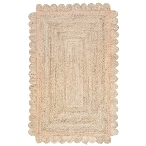 Baby Pink 5 ft. x 8 ft. Tera Petals Braided Jute Area Rug