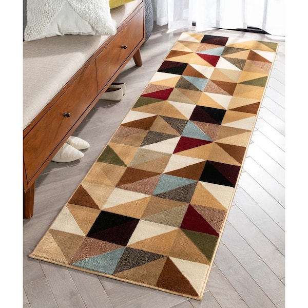 Barclay Emine Modern Geometric Ivory Multi 2 ft. 3 in. x 7 ft. 3 in. Runner Area Rug