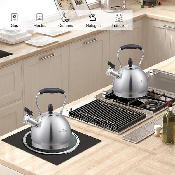Whistling Stovetop Tea Kettle Stainless Steel, Hot Water Fast to