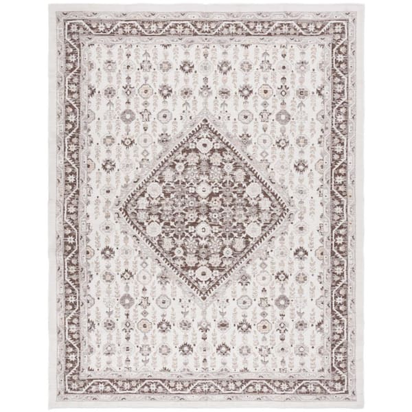 SAFAVIEH Sunrise Gray/Beige Black 8 ft. x 10 ft. Floral Border Reversible Indoor/Outdoor Area Rug