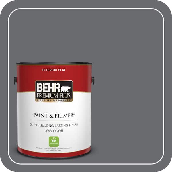 BEHR PREMIUM PLUS 1 gal. Home Decorators Collection #HDC-CL-04G Liberty Bell Gray Flat Low Odor Interior Paint & Primer