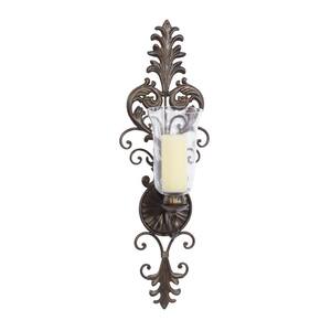 Bronze Glass Rustic Candle Wall Sconce
