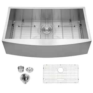 18-Gauge Stainless Steel 30 in. Single Bowl Right Angle Farmhouse Apron Kitchen Sink