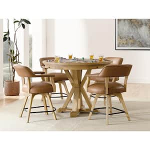 Rylie 5-Piece Natural Wood Counter Dining Set Seats 4 with Game Top