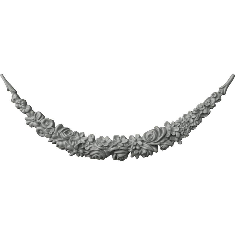 Primed Gray Polyurethane Floral Crown Applique
