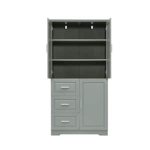 32.6 in. W x 19.6 in. D x 62 in. H Gray Linen Cabinet with 3-Drawers