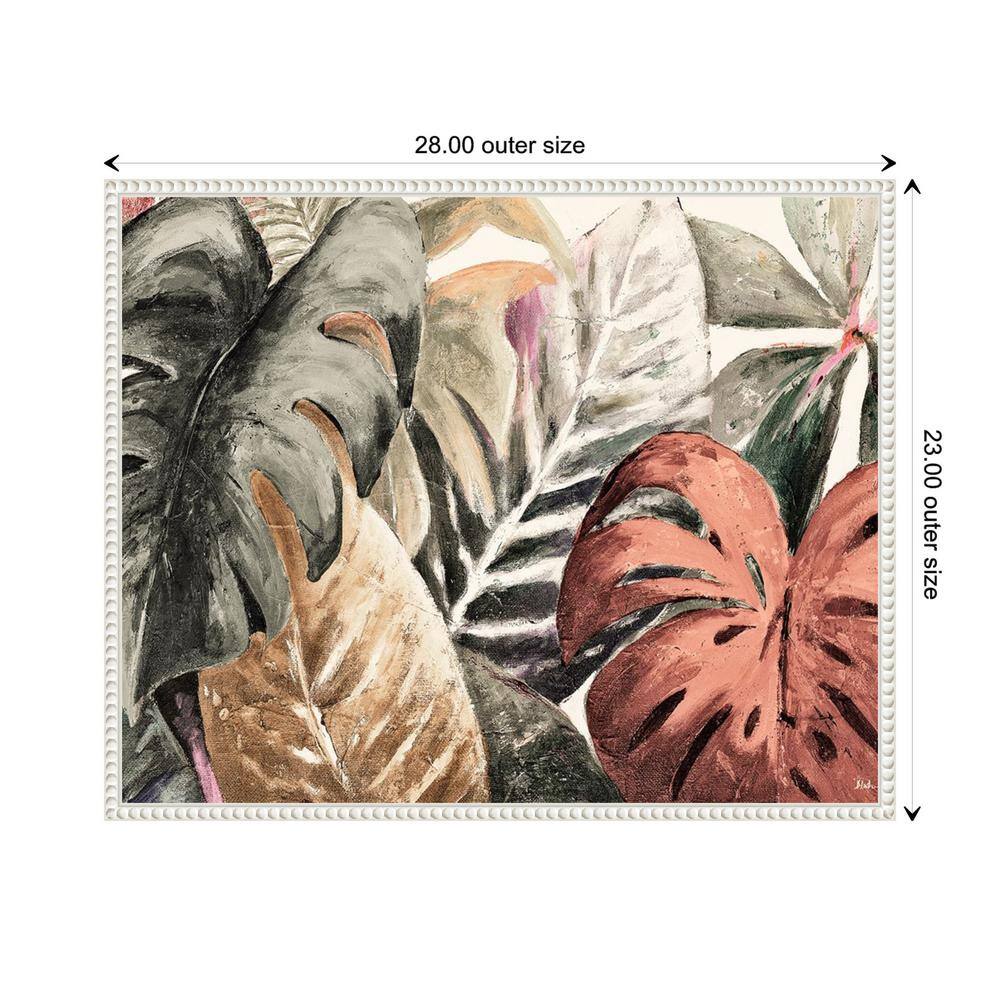 Beaded White Framed Botanical Canvas Wall Art