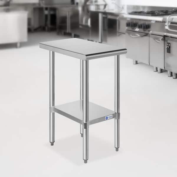 GRIDMANN 12 x 30 In. Stainless Steel Kitchen Utility Table with Bottom Shelf