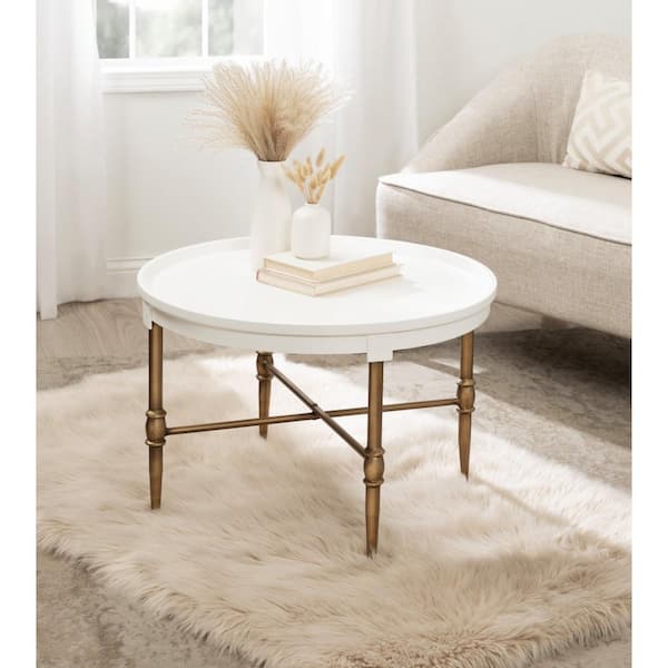 Kate and Laurel Valdi 26 in. White Round MDF Coffee Table