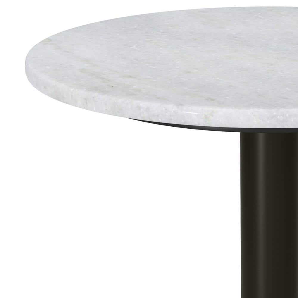 White Marble and Gold Metal Round Side Table