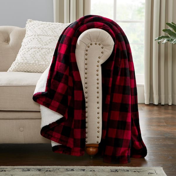 Home Decorators Plush Red Buffalo Sherpa Throw Blanket-ST50×70PRBC - The Home