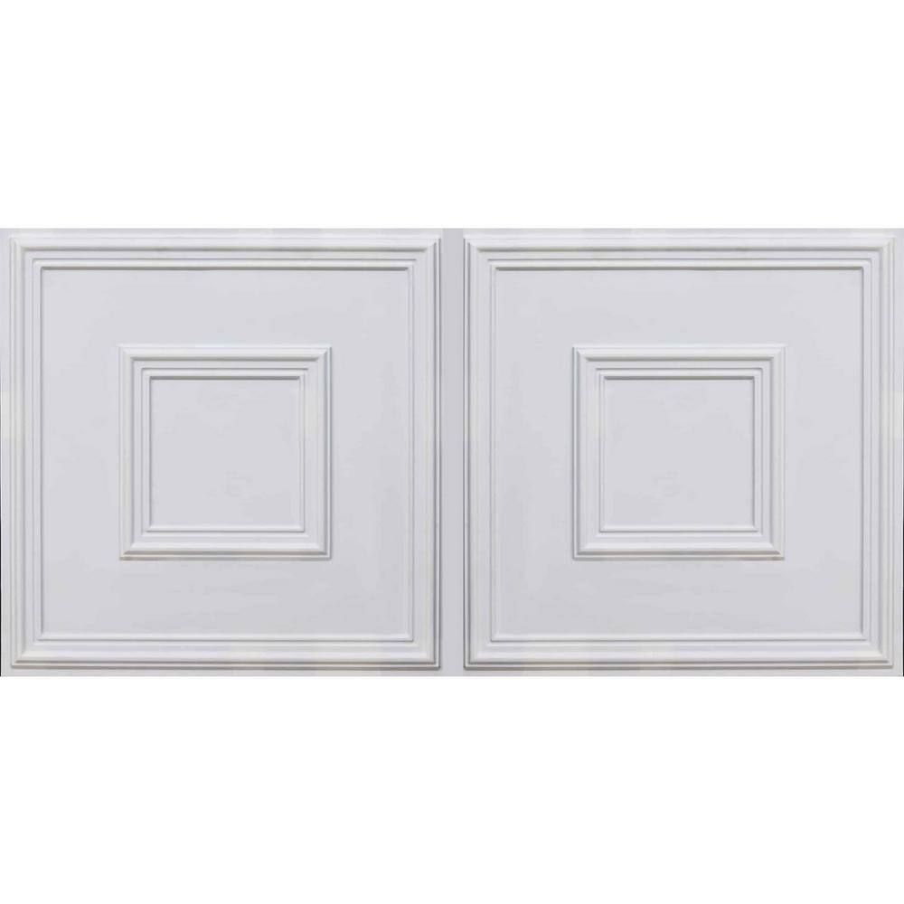 Town Square White Matte 2' x 4' PVC Faux Tin Ceiling Tile Pack