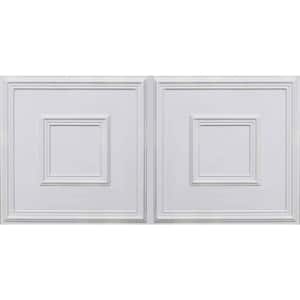 Town Square White Matte 2 ft. x 4 ft. PVC Faux Tin Lay-in or Glue-up Ceiling Tile (200 sq. ft./case)