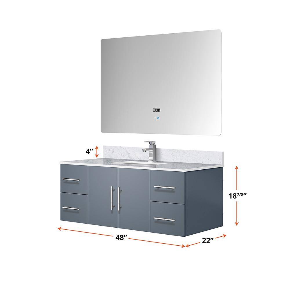 Geneva 48" Dark Gray Wall-Mount Vanity Cabinet