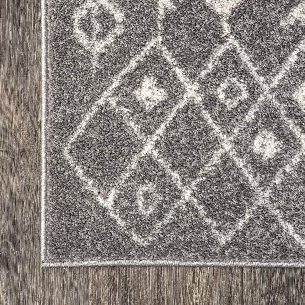 Modern Vintage-Inspired Moroccan Tribal Grey/Cream Runner Rug