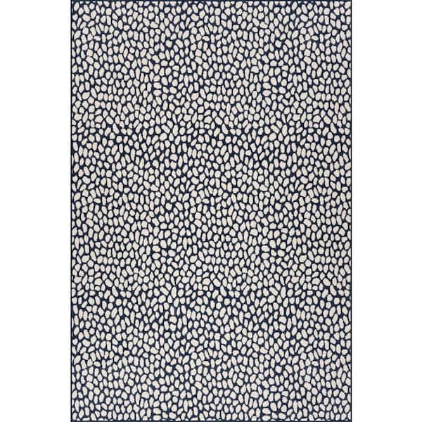 Solira Animal Print Navy 8 ft. x 10 ft. Outdoor Area Rug