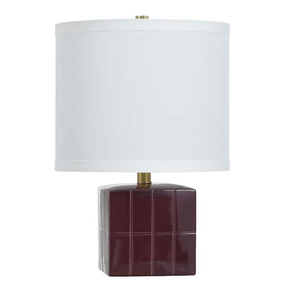 Matilda 18 in. Burgundy Table Lamp with White Linen Shade