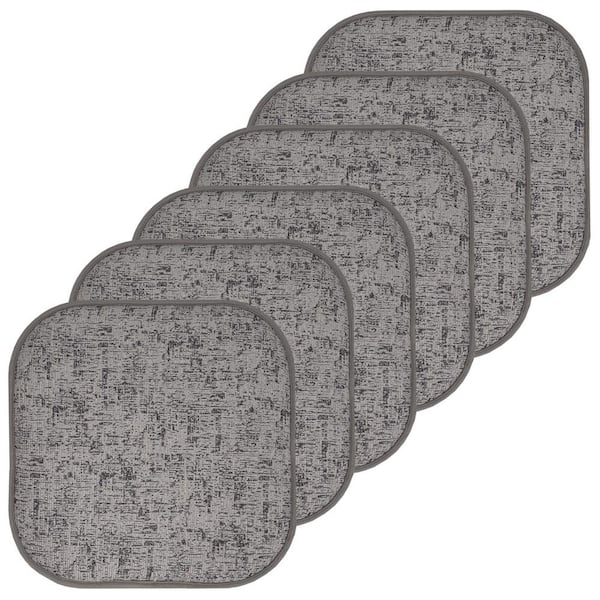 Sweet Home Collection Broadway Square Memory Foam 16 in.x16 in. Non-Slip Back, Chair Cushion (6-Pack), Gray/Black