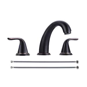 Modern 8 in. Widespread Double-Handle Bathroom Faucet with Drain Kit Included in Oil Rubbed Bronze