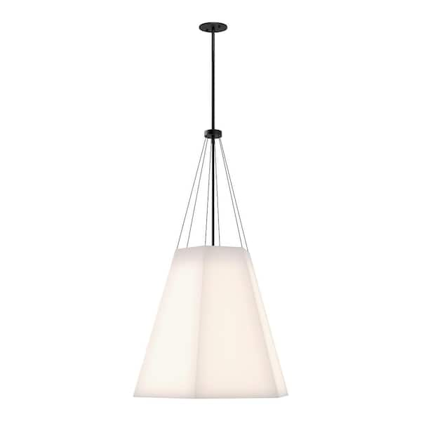 Alora Mood Manila 22 in. 3 Light 40-Watt Matte Black/White Linen Pendant Light