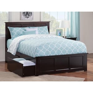 Madison Full Platform Bed with Matching Foot Board with 2-Urban Bed Drawers in Espresso