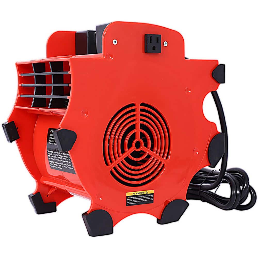 Edendirect 12 in 3-Speed Heavy-Duty Portable Air Mover Floor Fan and Blower Fan in. Red with 4 Adjustable Angles, for Garages.