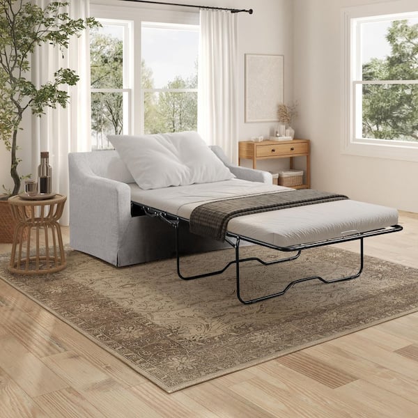 Hadley 53.3 in. Oatmeal Woven Polyester Twin Size Sofa Bed