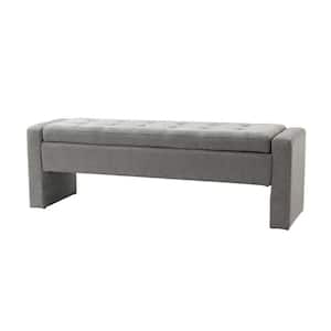 Irene Grey Storage Bench with Tufted Design 55.1 in. Wide