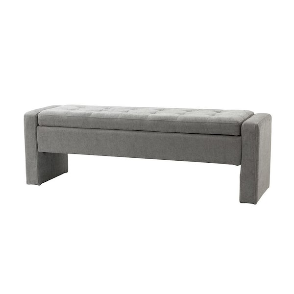 ARTFUL LIVING DESIGN Irene Grey Storage Bench with Tufted Design 55.1 in. Wide