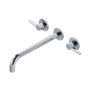 2-Handle Wall Mounted Roman Tub Faucet with High Flow Rate in Brushed Chrome