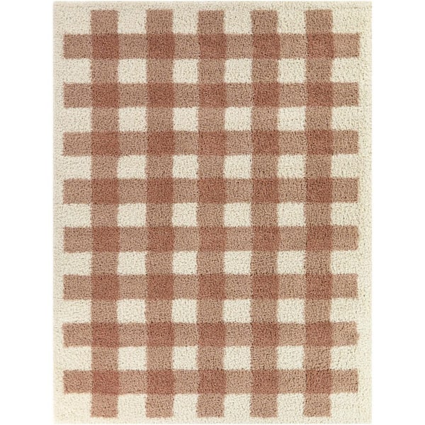 March Pink 5 ft. 3 in. x 7 ft. Gingham Area Rug