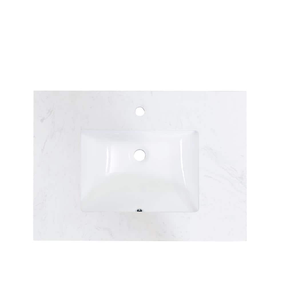 Altair 31" Aosta White Composite Stone Vanity Top with Sink