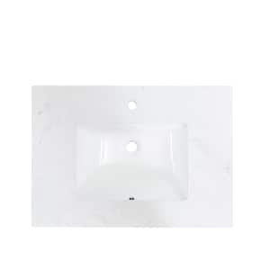 31 in. W x 22 in. D Engineered Composite Stone Vanity Top in White with White Single Basin