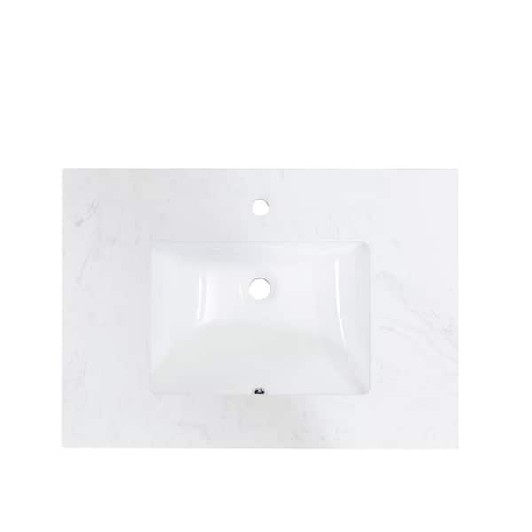 Altair 31 in. W x 22 in. D Engineered Composite Stone Vanity Top in White with White Single Basin