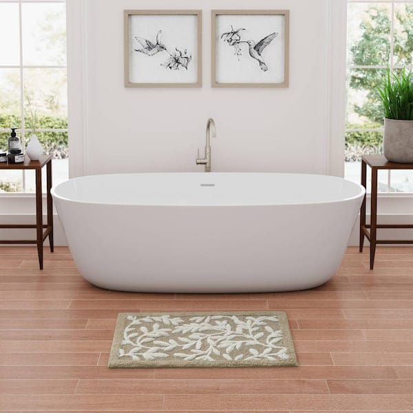 Belle 21 in. x 34 in. Taupe Cotton Tufted Bath Rug