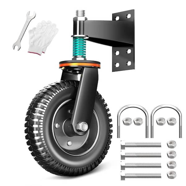 8 in. Black Steel 360° Swivel Spring-Loaded Gate Caster for Metal and Wooden Gates with 750 lb. Load