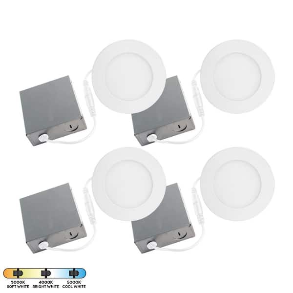 BAZZ Slim Disk Mood 4 in. Selectable New Construction and Remodel IC Rated Canless Recessed Integrated LED Kit (4-Pack)
