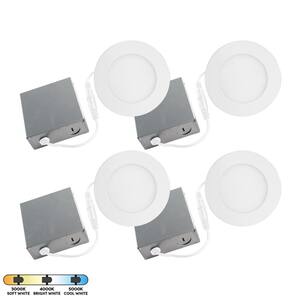 Slim Disk Mood 4 in. Selectable New Construction and Remodel IC Rated Canless Recessed Integrated LED Kit (4-Pack)