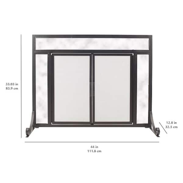 Pleasant Hearth Manchester Large Size Black Steel and Glass Single-Panel Fireplace  Screen with Doors FA183S-L - The Home Depot