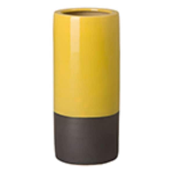 Two-Tone 19.5 in. H Round Ceramic Umbrella Stand in Yellow