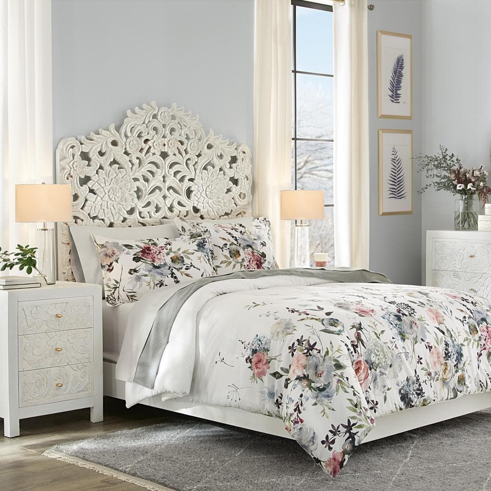Winter White Light-Filtering Linen Look Grommet Curtain Panel