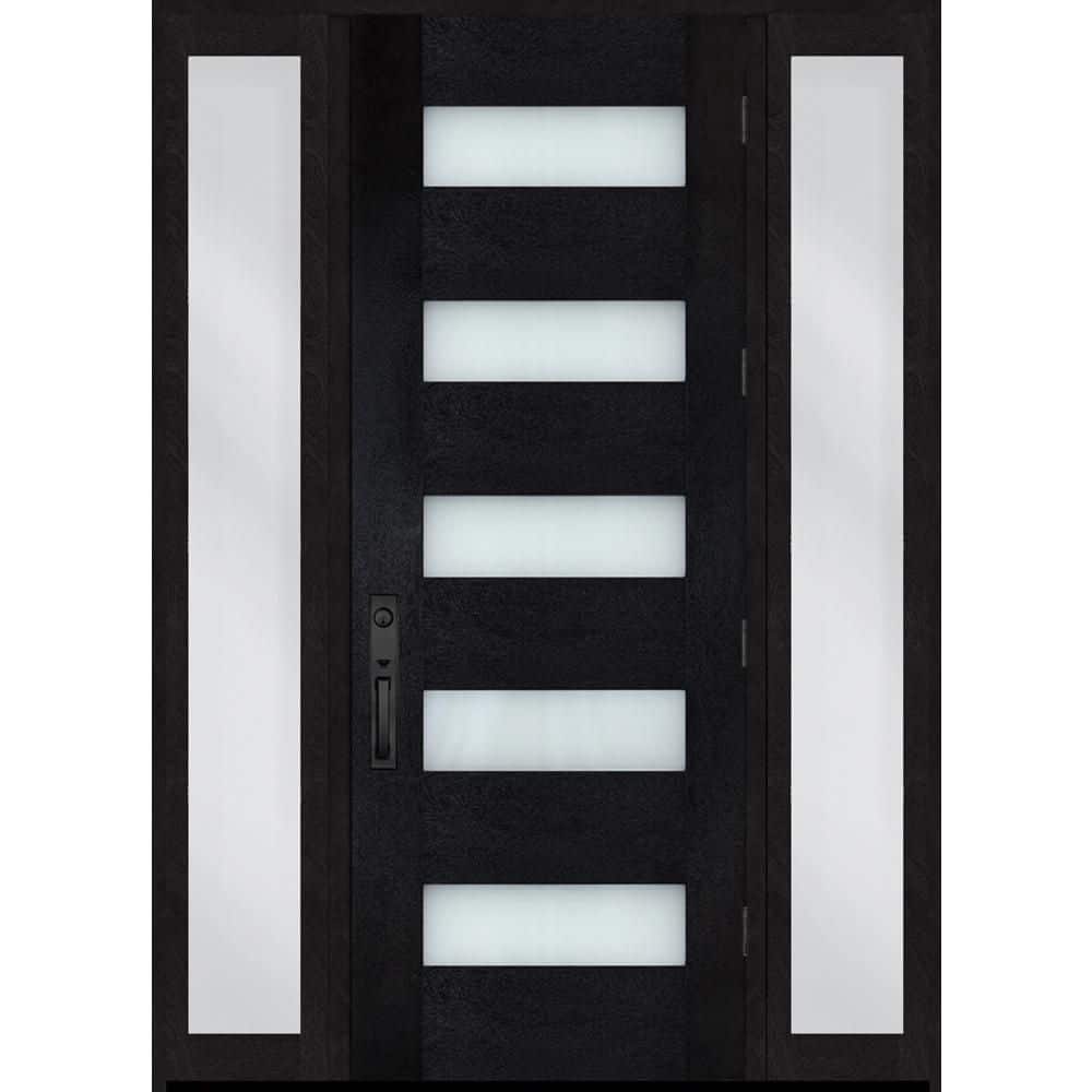 Regency 60 in. x 96 in. 5L Modern Clear Glass LHOS Onyx Fiberglass Prehung Front Door w/Dbl 10in. SL & 8011BLK Lockset price history on PriceWatchPro