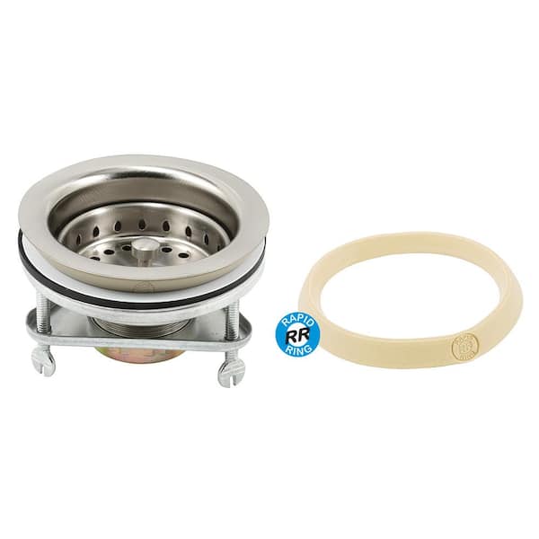 Prime-Line Basket Strainer Stainless Steel Spring Lock Post 3-1/2 in. to 4 in. Satin Nickel with Putty