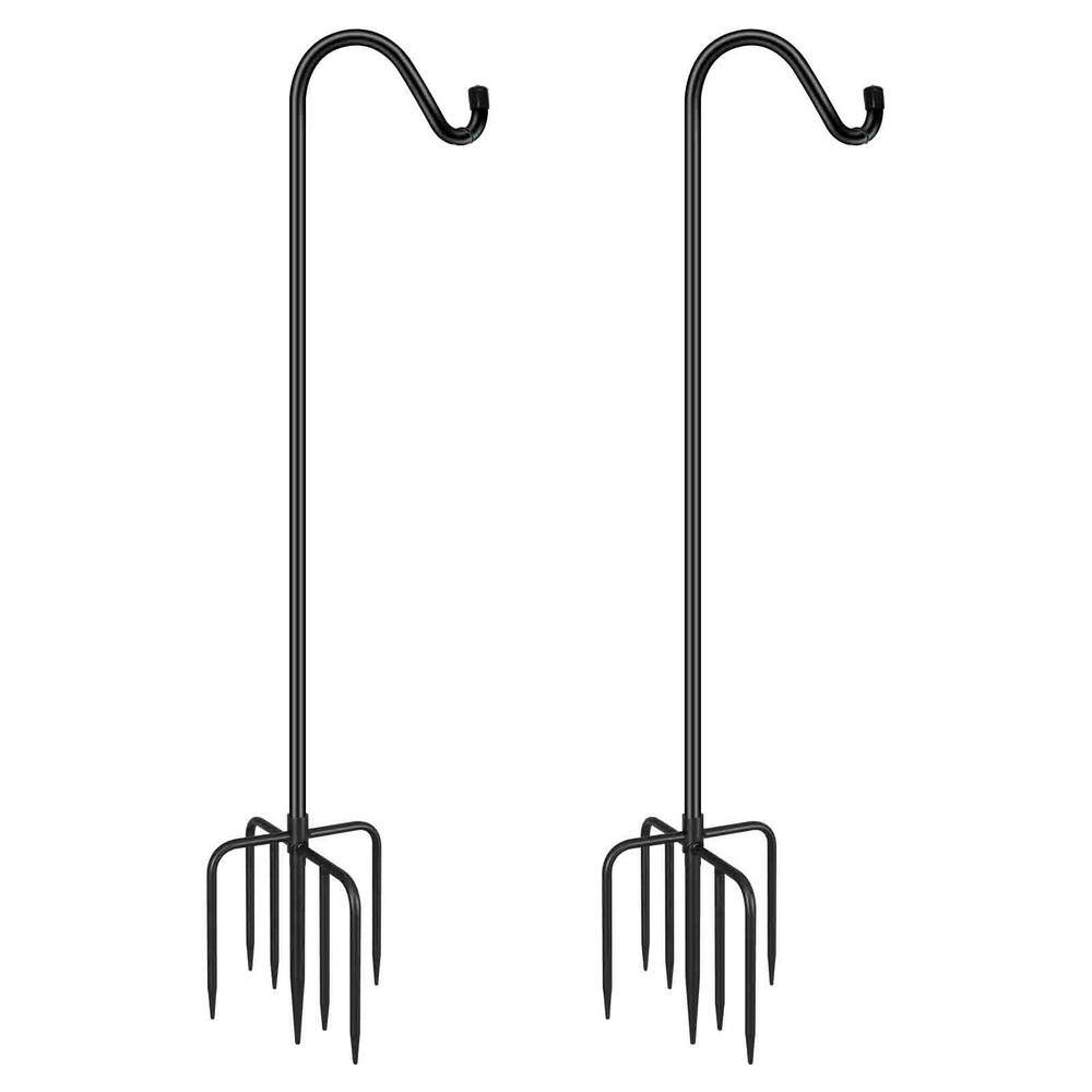 76 in. Black Metal Shepherd Hook (2-Pack)