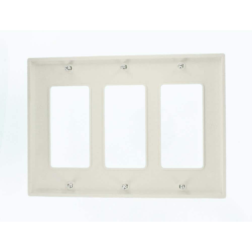 White Thermoplastic Nylon 3-Gang Mounting Plate