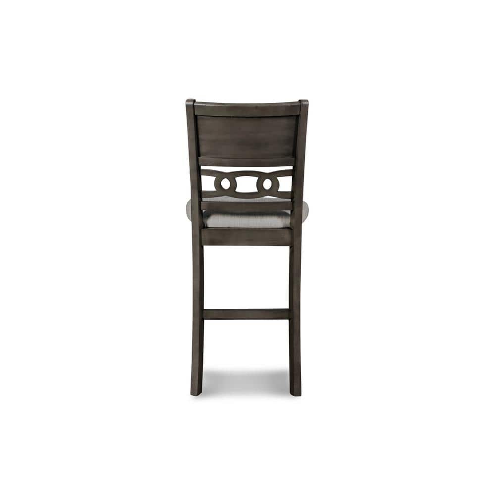 Gray Solid Wood Counter Table with Storage and 2 Chairs