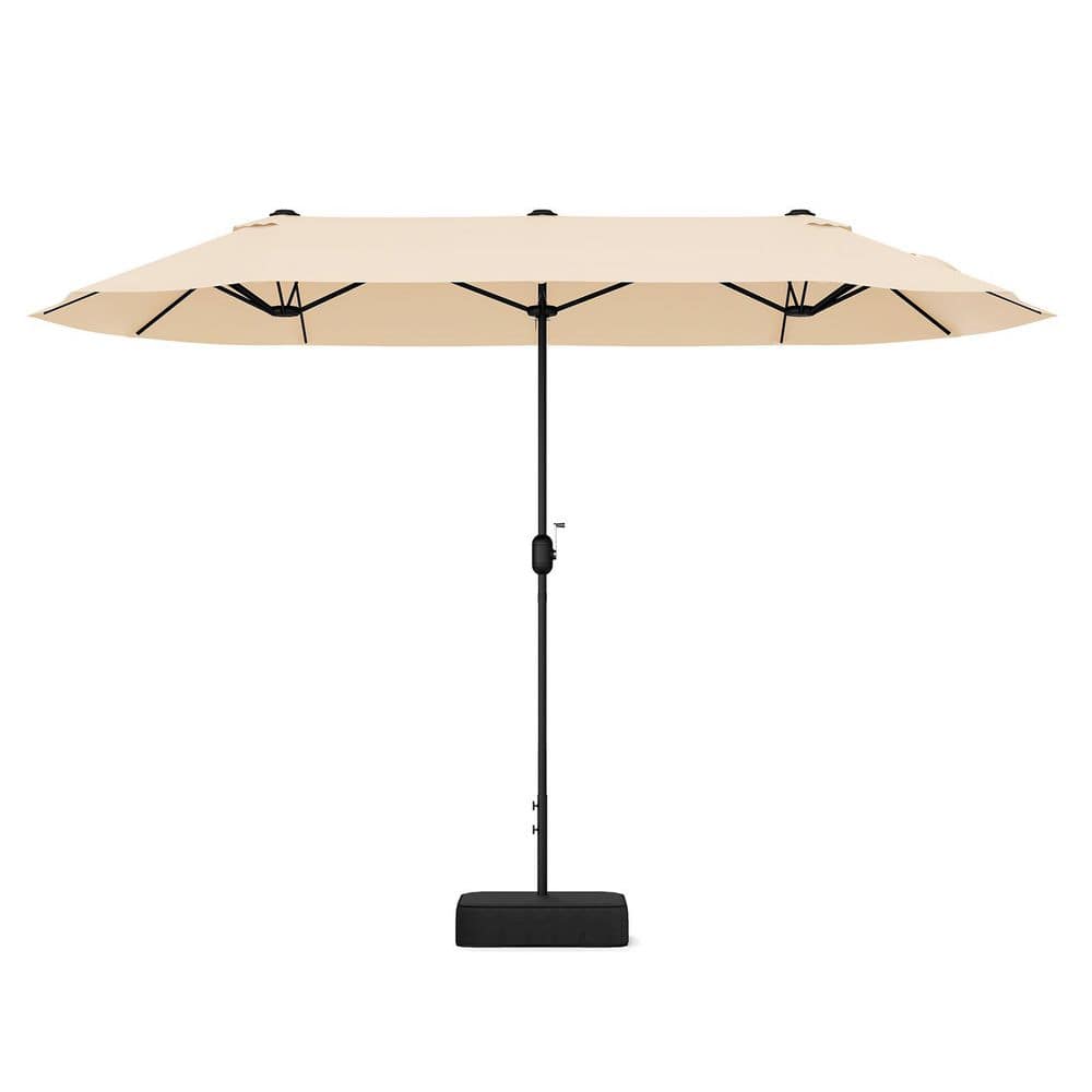 13 ft. Metal Market Patio Umbrella in Beige with Stand Double-Sided Twin Large Outdoor Table Pool Umbrella with Crank price history on PriceWatchPro